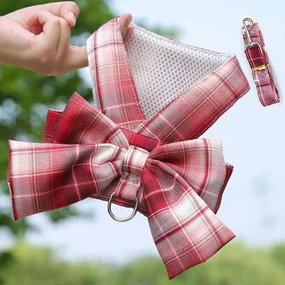 Cute Dog Harness with Adjustable Bow Tie