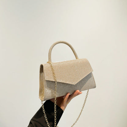 Elegant Small Ladies Bag with Glitter Pattern & Metal Strap