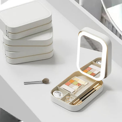 Travel Makeup Case with LED Lighted Mirror - Fesara