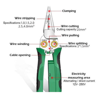 Multi-Function Wire Stripper with Voltage Tester