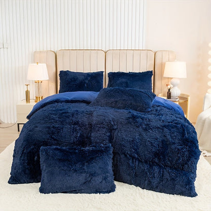 Cozy Fesara Plush Duvet Cover Set with Zipper