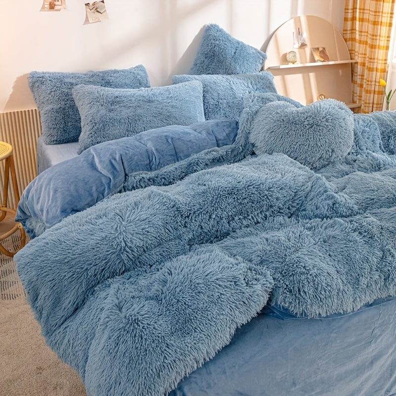 Soft Plush Velvet Duvet Cover Set for Cozy Bedding