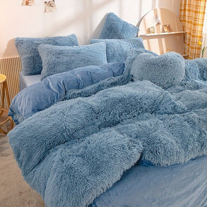 Soft Plush Velvet Duvet Cover Set for Cozy Bedding