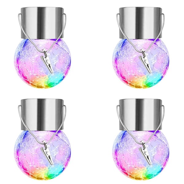 Colorful Cracked Glass Solar Pendant Light