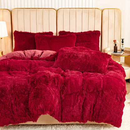 Cozy Fesara Plush Duvet Cover Set with Zipper