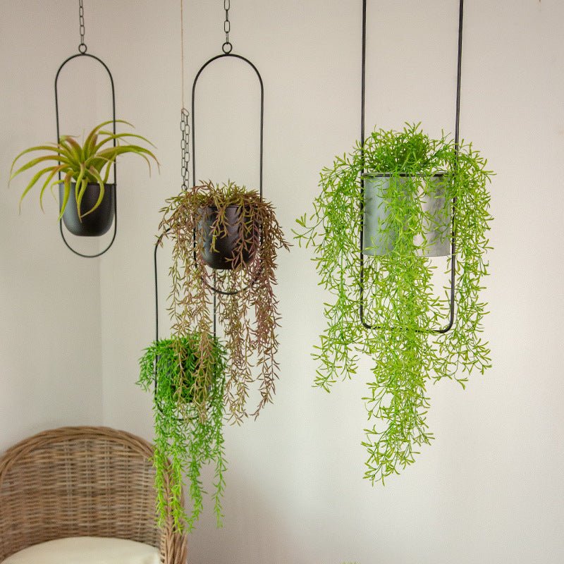 Stylish Metal Hanging Planter with Chain