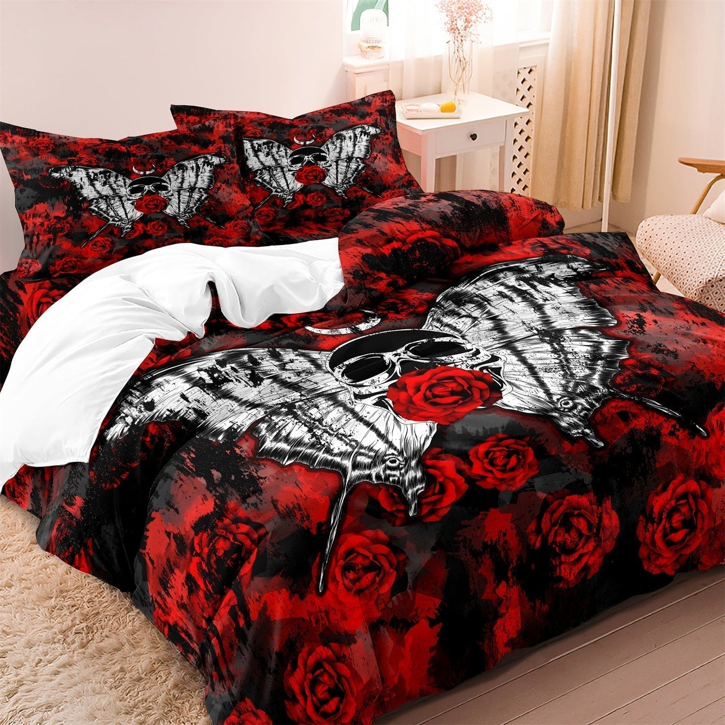 Dark Romantic Skull Bedding Set