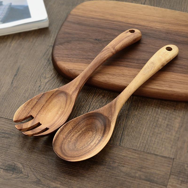 Natural Wood Salad Serving Spoons