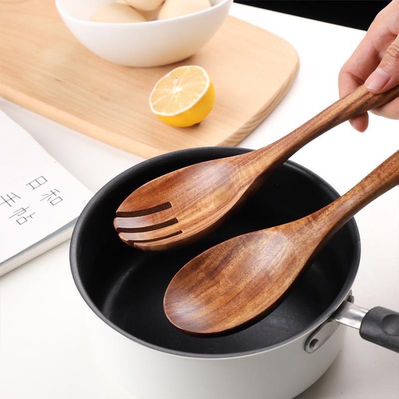 Natural Wood Salad Serving Spoons