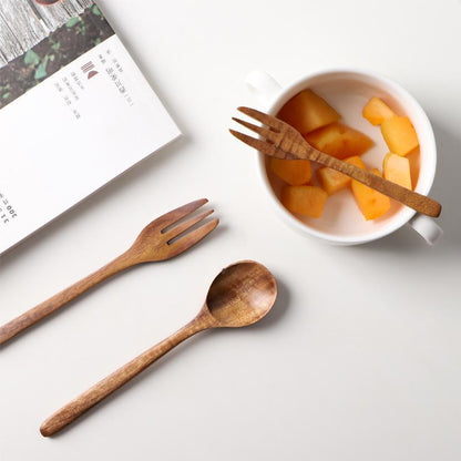 Wooden Kitchen Utensil Spoon and Fork Set