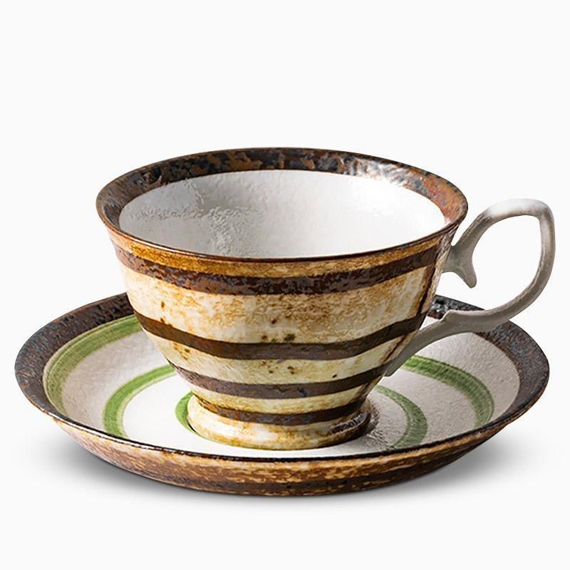 Artisan Ceramic Green Tea Cup and Saucer Set