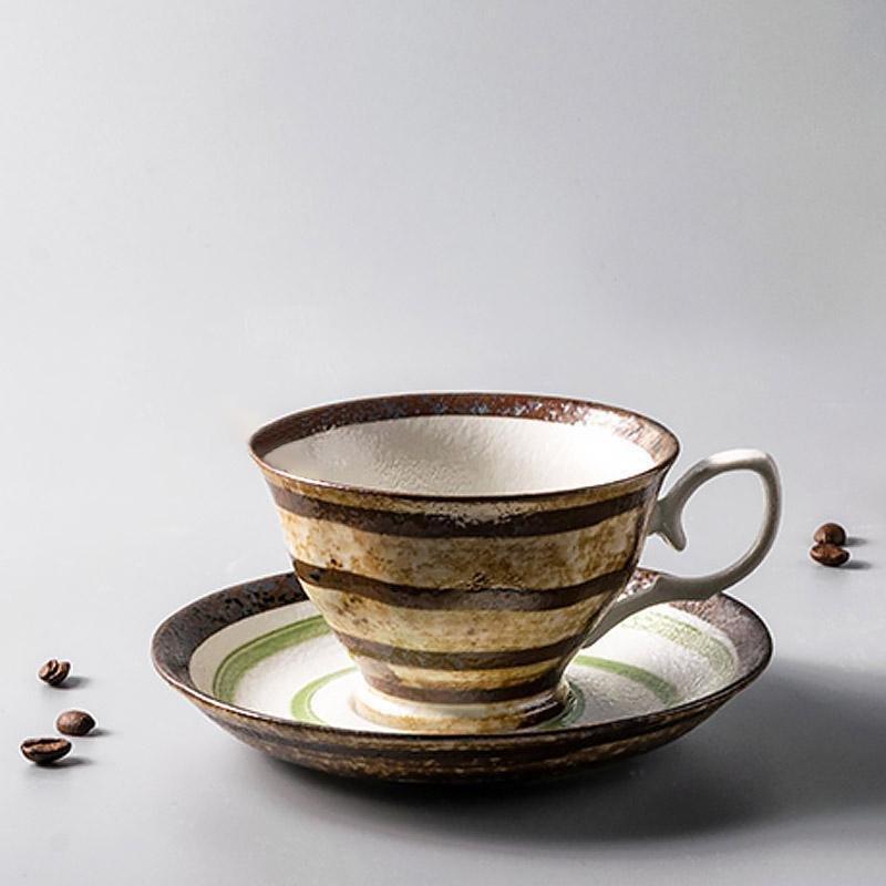 Artisan Ceramic Green Tea Cup and Saucer Set