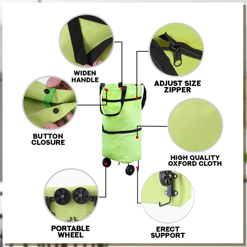 Versatile 2-in-1 Collapsible Cart Bag with Wheels