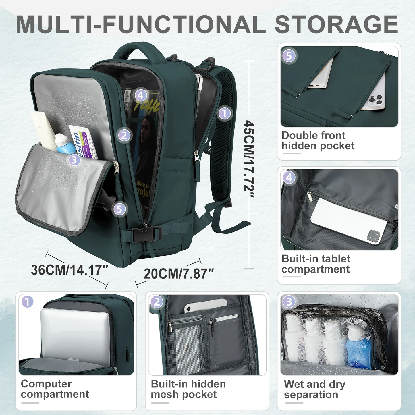 Practical Travel Backpack with USB Charger Port