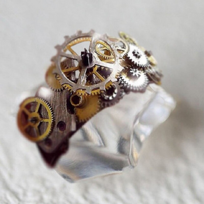 Unique Gold Tone Mechanical Style Unisex Ring