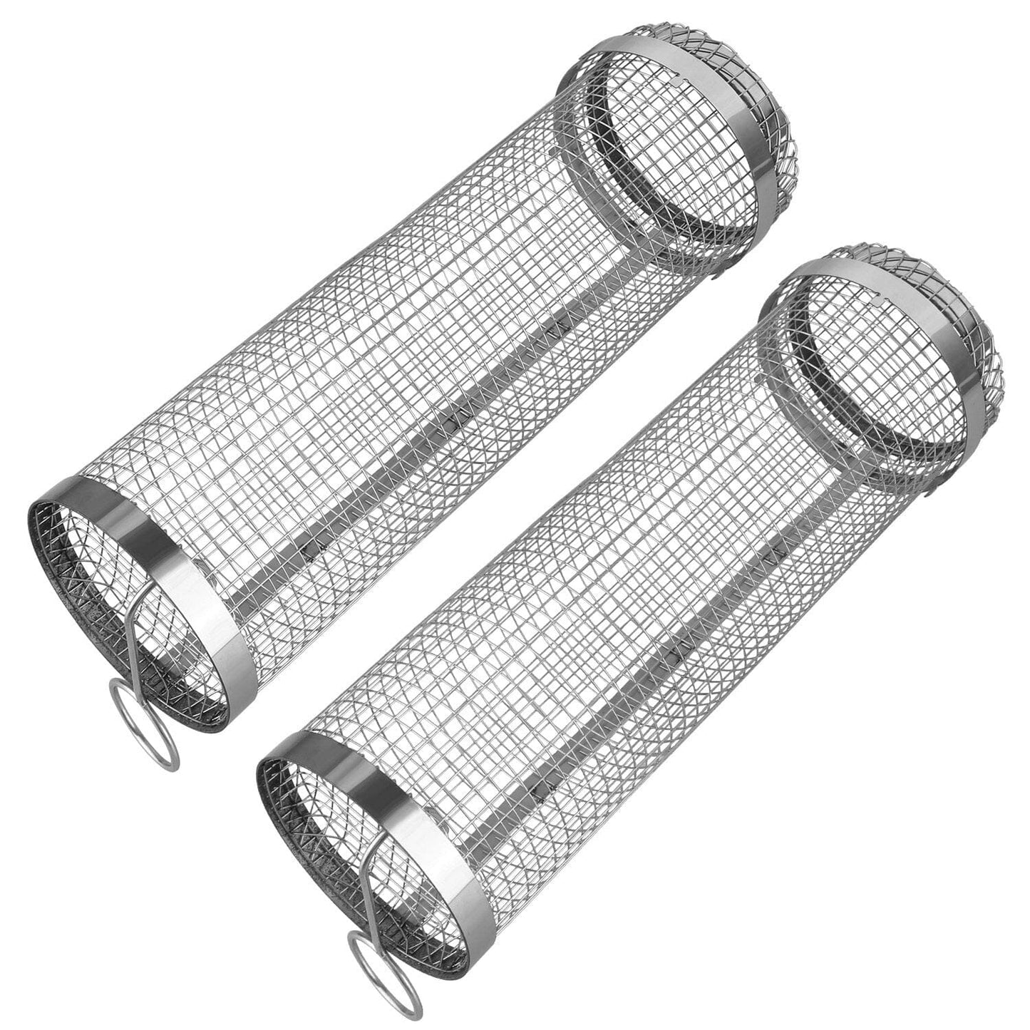Compact 2-Piece BBQ Rolling Grill Stainless Steel Set - Fesara