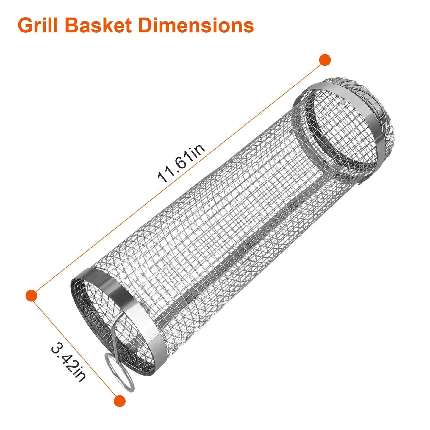 Compact 2-Piece BBQ Rolling Grill Stainless Steel Set
