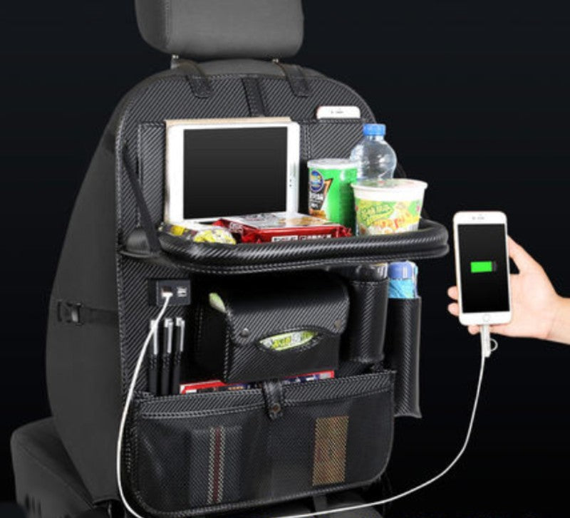 Car Backseat Organizer Storage Bag with USB Chargers