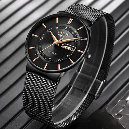 Slim Men's Waterproof Stainless Steel Quartz Watch