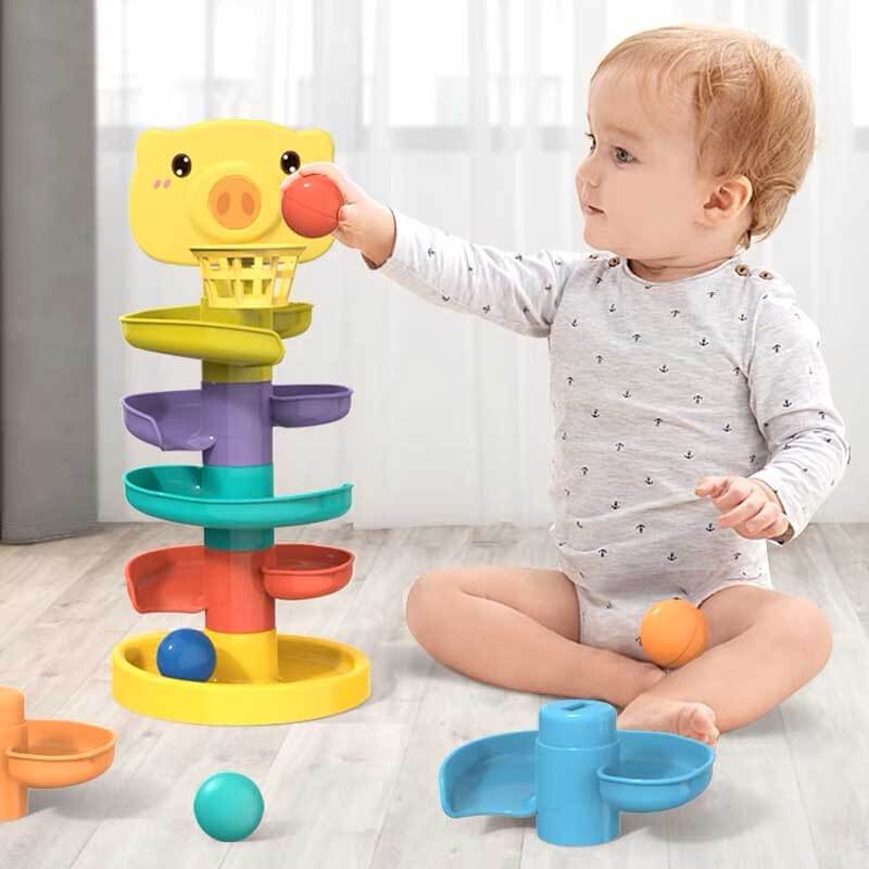 Colorful Spinning Stacking Toy with Rolling Balls