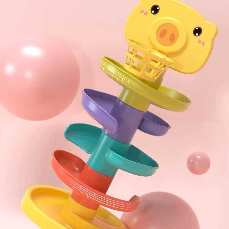 Colorful Spinning Stacking Toy with Rolling Balls