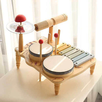 Kid's Wooden Drum Set and Xylophone Toy