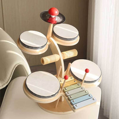 Kid's Wooden Drum Set and Xylophone Toy