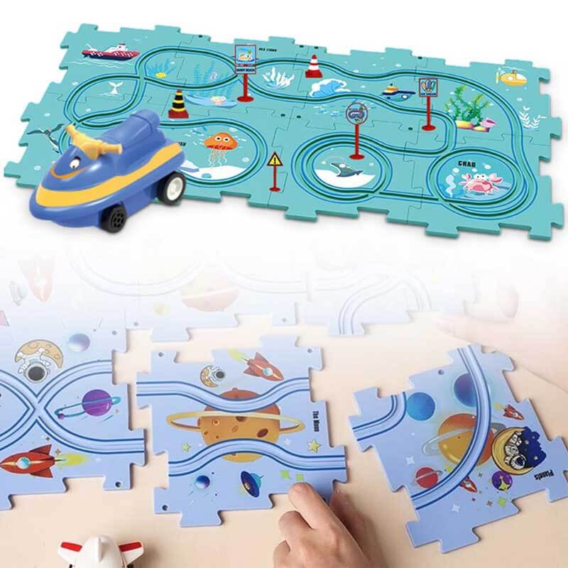 Electric Train Set with Tracks and Building Pieces