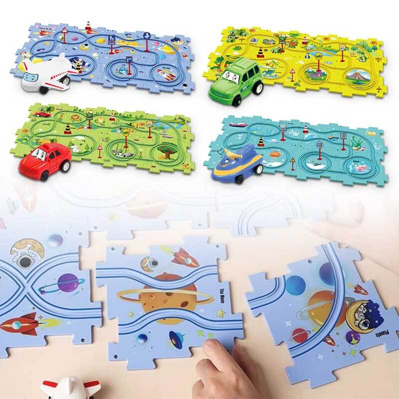 Electric Train Set with Tracks and Building Pieces