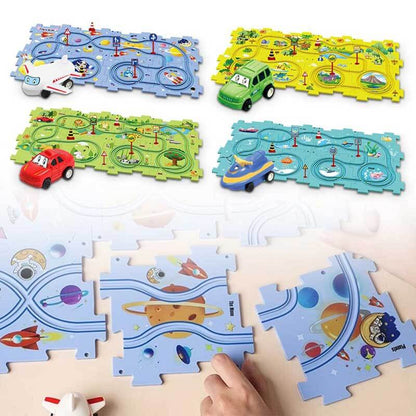 Electric Train Set with Tracks and Building Pieces