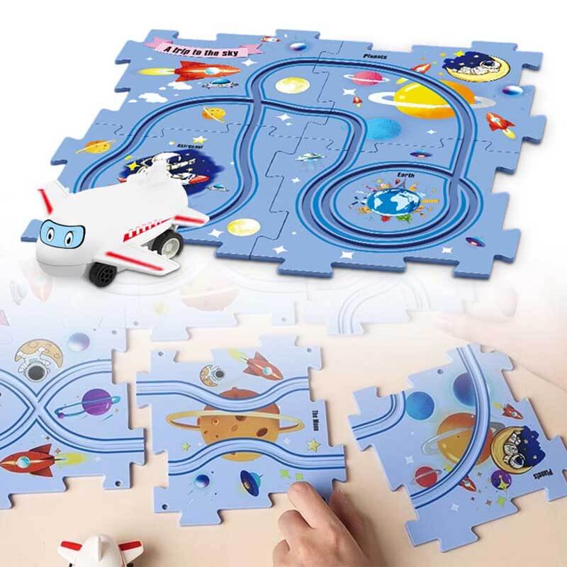 Electric Train Set with Tracks and Building Pieces