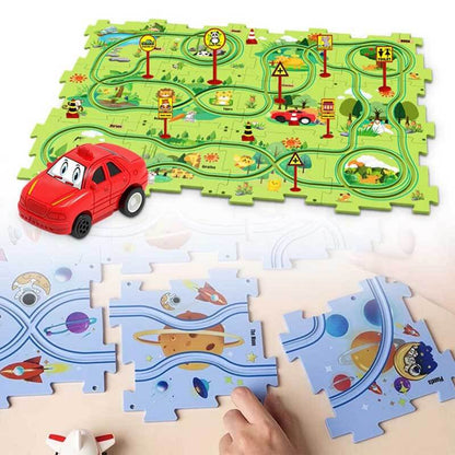 Electric Train Set with Tracks and Building Pieces