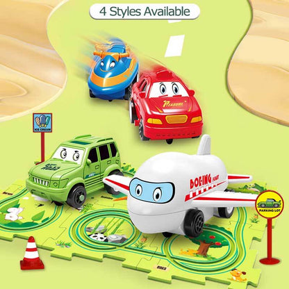 Electric Train Set with Tracks and Building Pieces