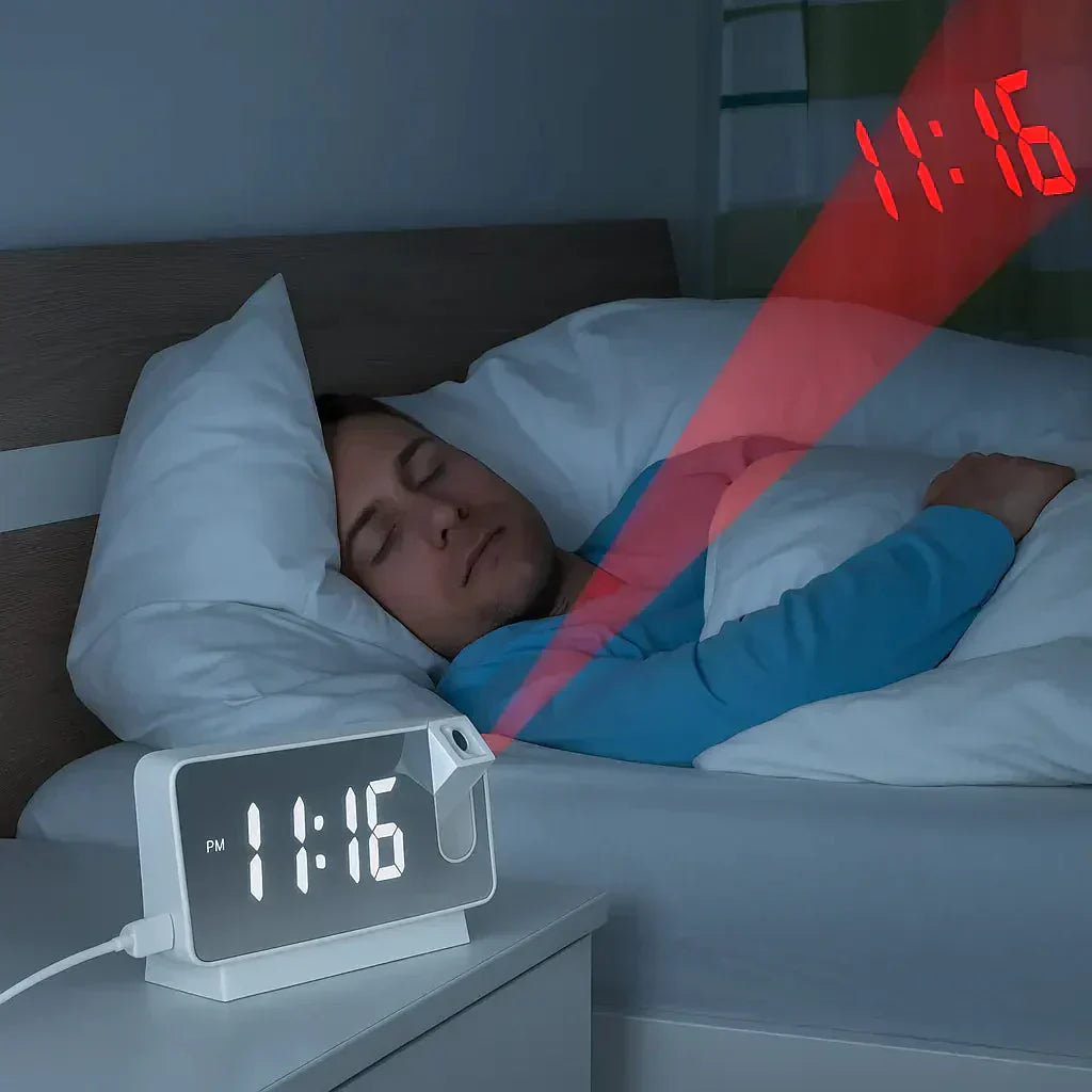 Compact LED Mirror Alarm Clock with Dual Alarms - Fesara