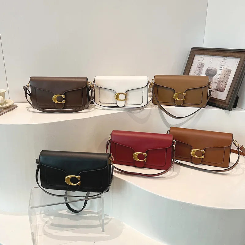 2025 New Women's High-End Pure Color Simple Square Bag Multi-Layer Commuting Single Shoulder Bag Neutral Minimalist Style 1