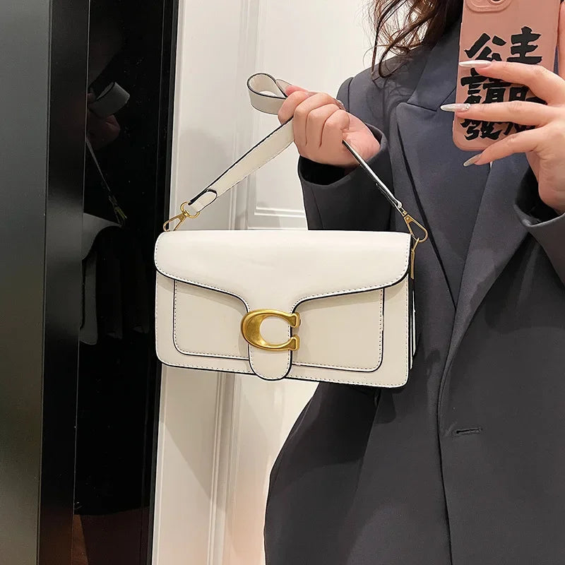 2025 New Women's High-End Pure Color Simple Square Bag Multi-Layer Commuting Single Shoulder Bag Neutral Minimalist Style 2