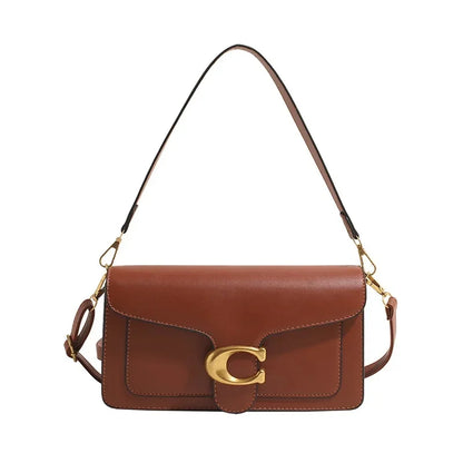 2025 New Women's High-End Pure Color Simple Square Bag Multi-Layer Commuting Single Shoulder Bag Neutral Minimalist Style 5