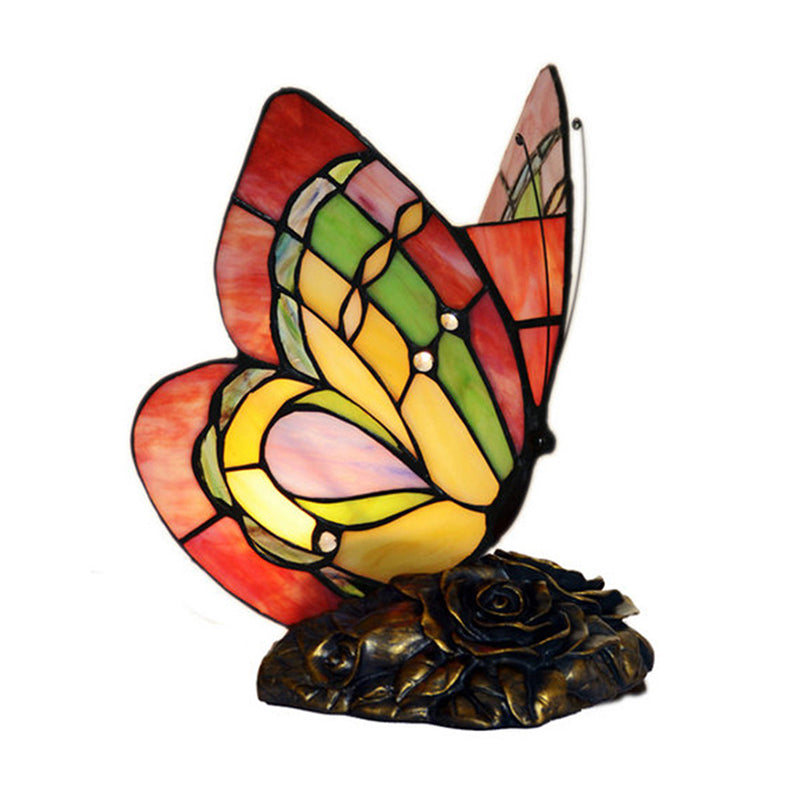 Classic Floral Glass Table Lamp with Decorative Accent
