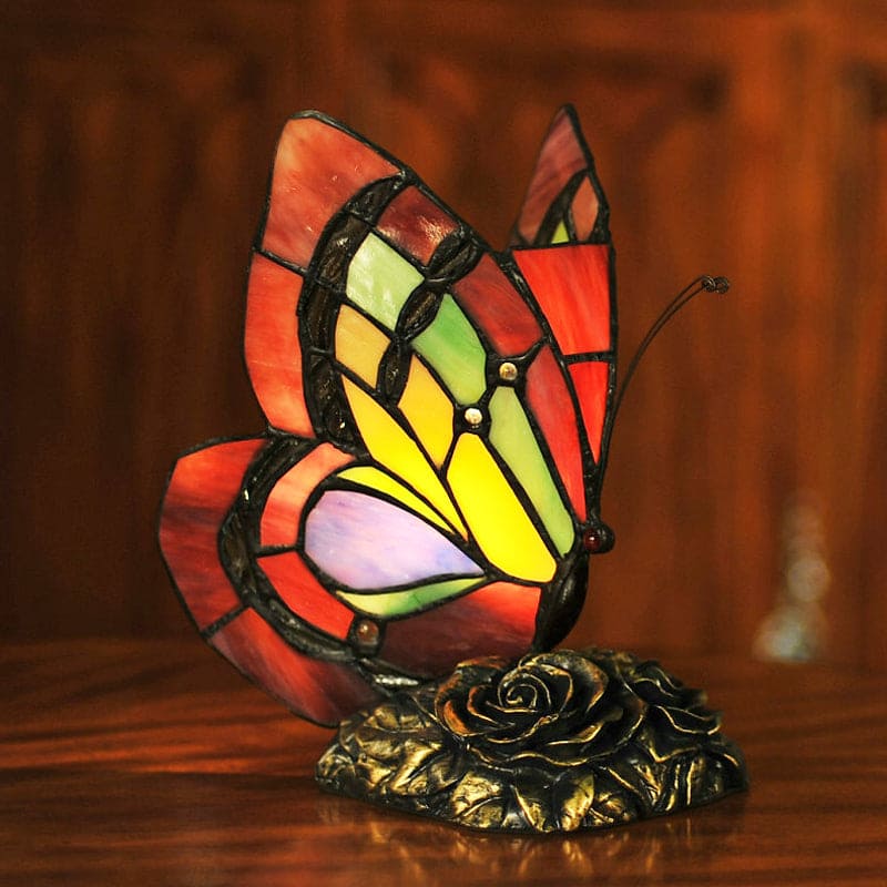 Classic Floral Glass Table Lamp with Decorative Accent