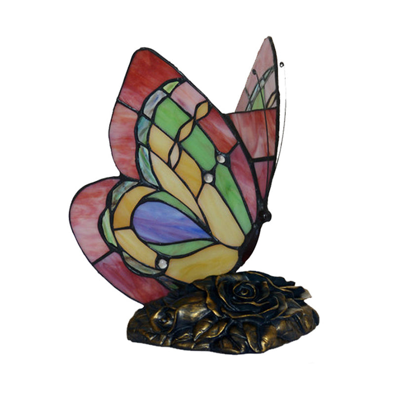 Classic Floral Glass Table Lamp with Decorative Accent