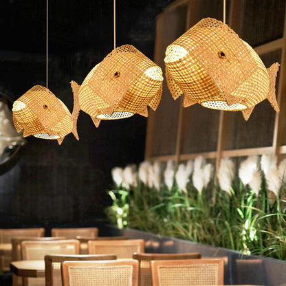 Natural Wood Hanging Pendant Light - Fesara