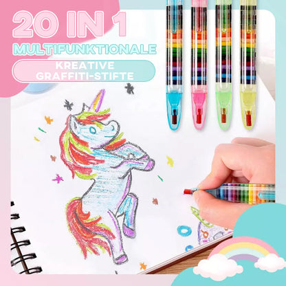 Colorful 20-in-1 Art Marker Pens Set - Fesara