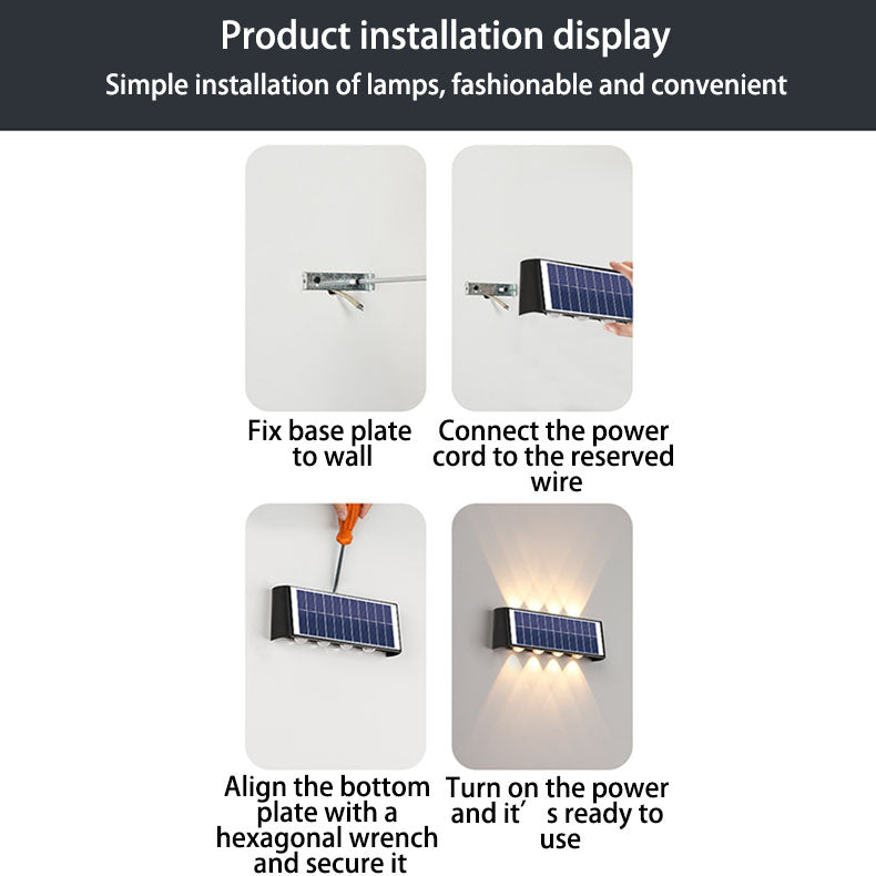 Outdoor Solar LED Wall Light Waterproof Rectangle Lamp