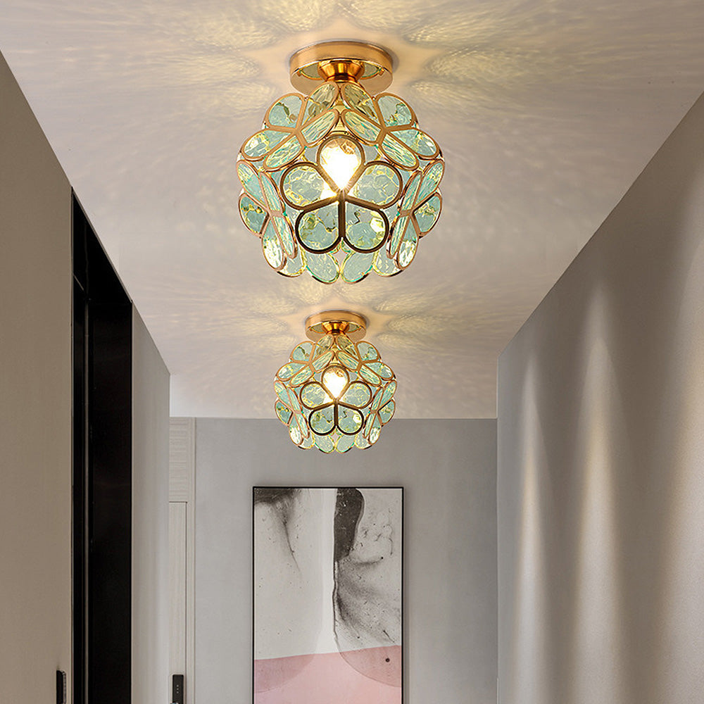 Elegant Glass Ceiling Lamp with Flower Design