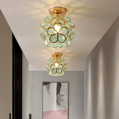 Elegant Glass Ceiling Lamp with Flower Design