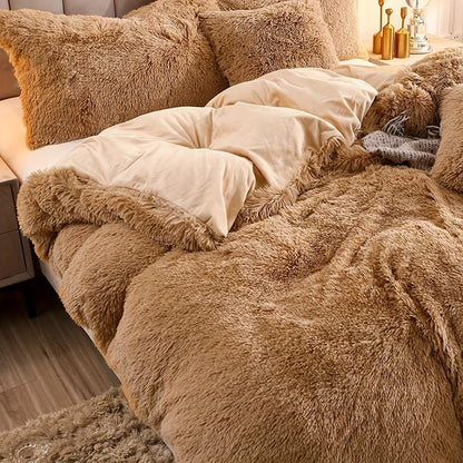 Cozy Fesara Plush Duvet Cover Set with Zipper