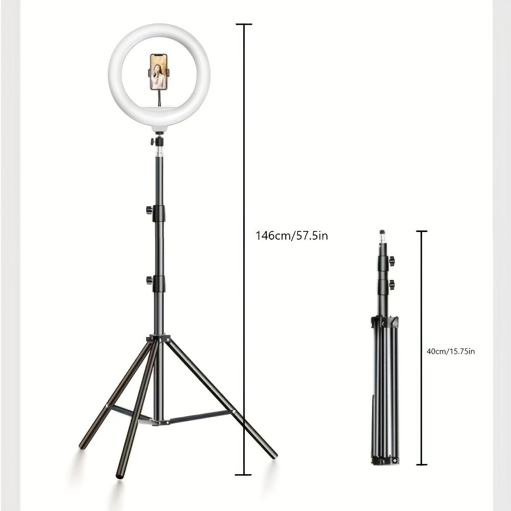LED Ring Light with Adjustable Tripod and Phone Holder for Selfies and Video Recording-1