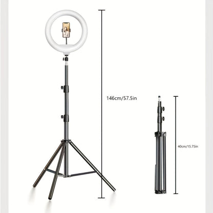 LED Ring Light with Adjustable Tripod and Phone Holder for Selfies and Video Recording-1