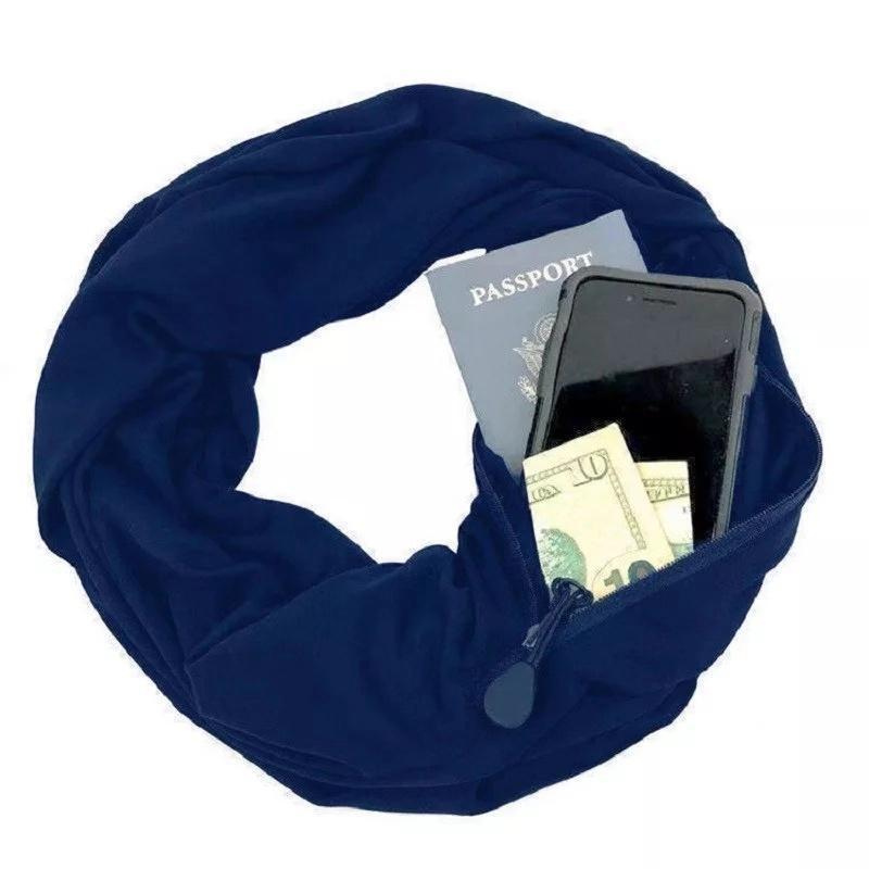 Warm Safe Scarf with Hidden Pocket