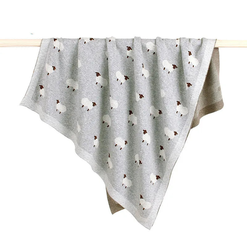 Cozy Baby Blanket with Sheep Design - Plush Stroller Blanket
